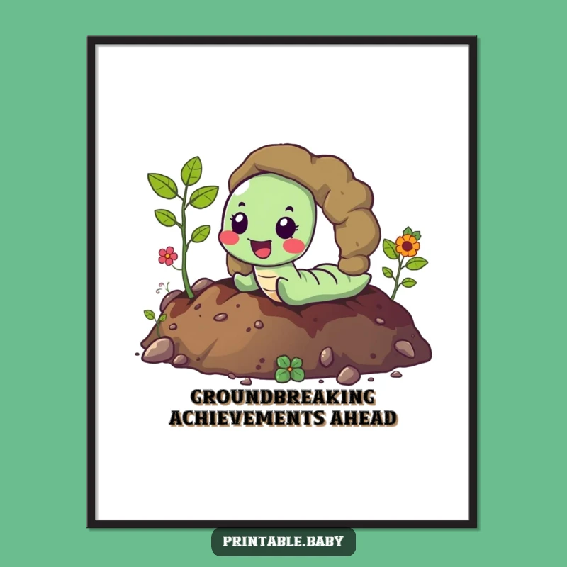 Funny Free Printable Wall Art: Worm's Vibrant Soil Tunnel