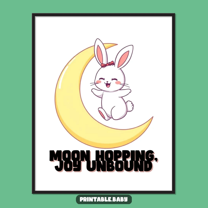 Funny Free Printable Bunny Wall Art: Moon Hopping Downloadable Decor Gift