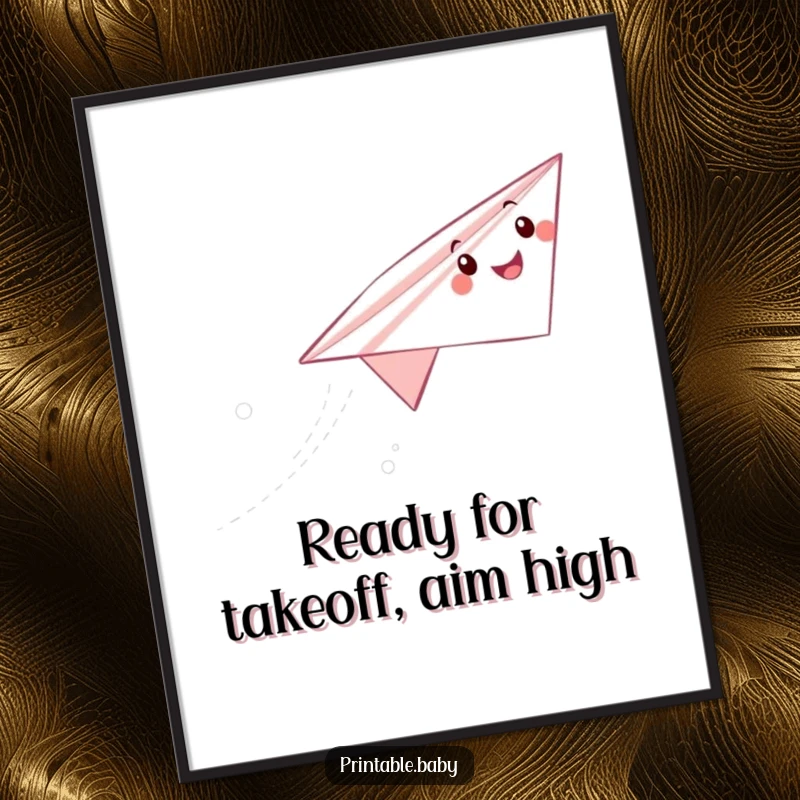 Funny Free Printable Wall Art depicting an ecstatic paper airplane character flying joyfully with a dynamic trail.