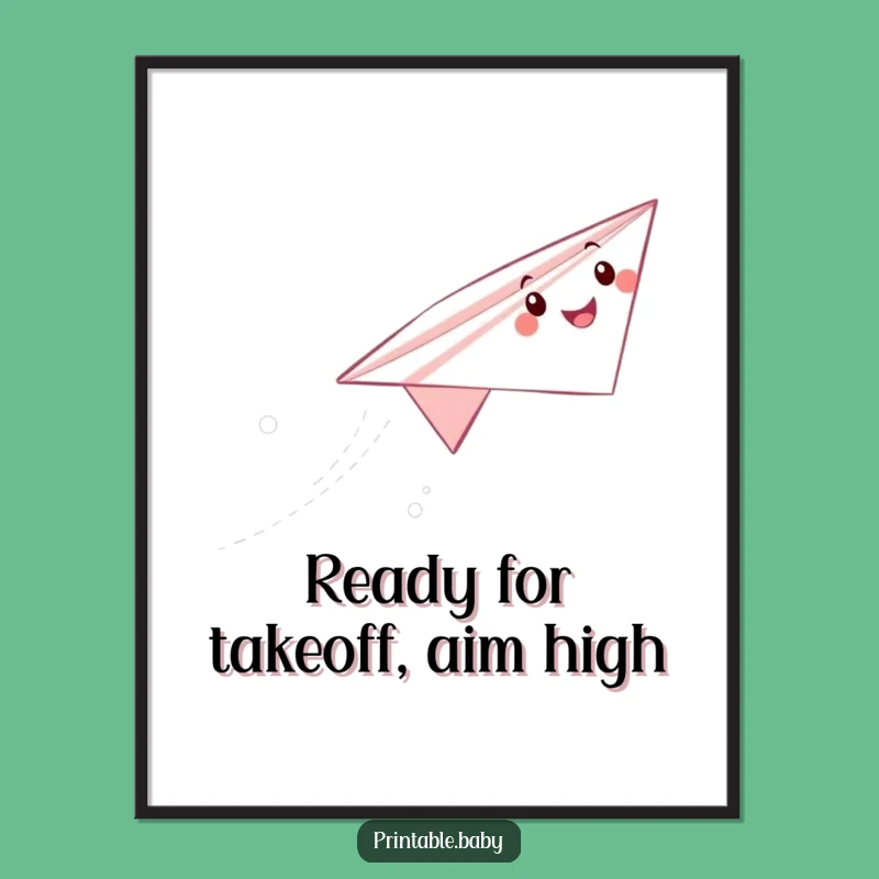Funny Free Printable Wall Art: Paper Airplane Character Soaring, Downloadable Art for Your Walls