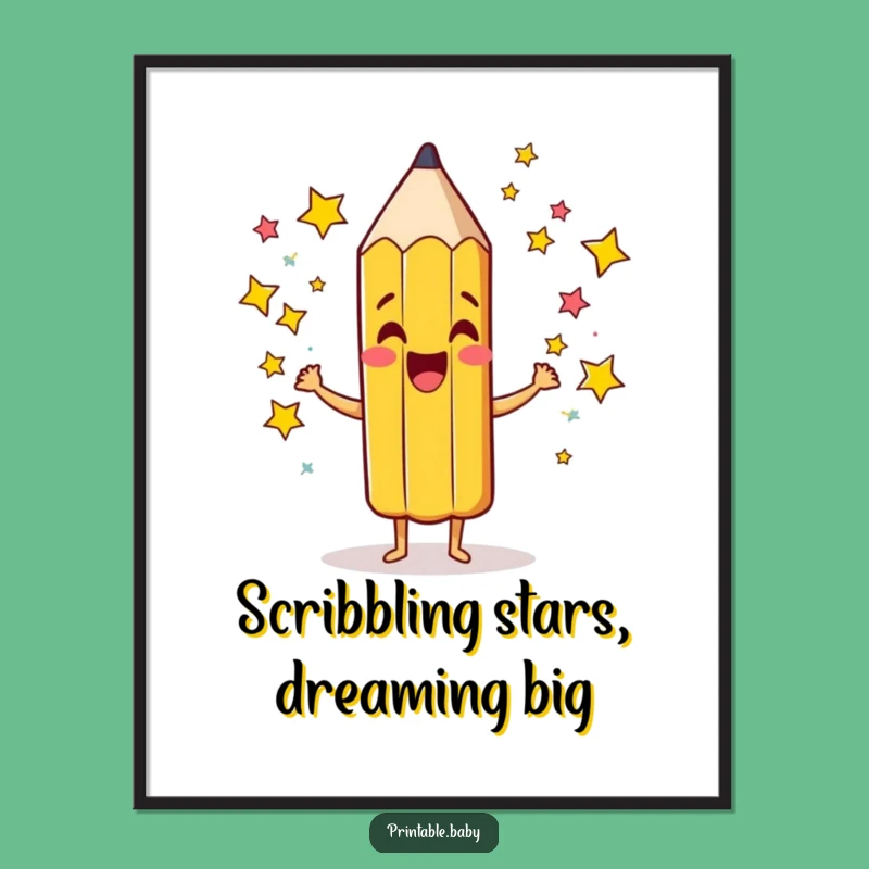 Free Printable Funny Wall Art: Pencil's Star Scribble Digital Download Art