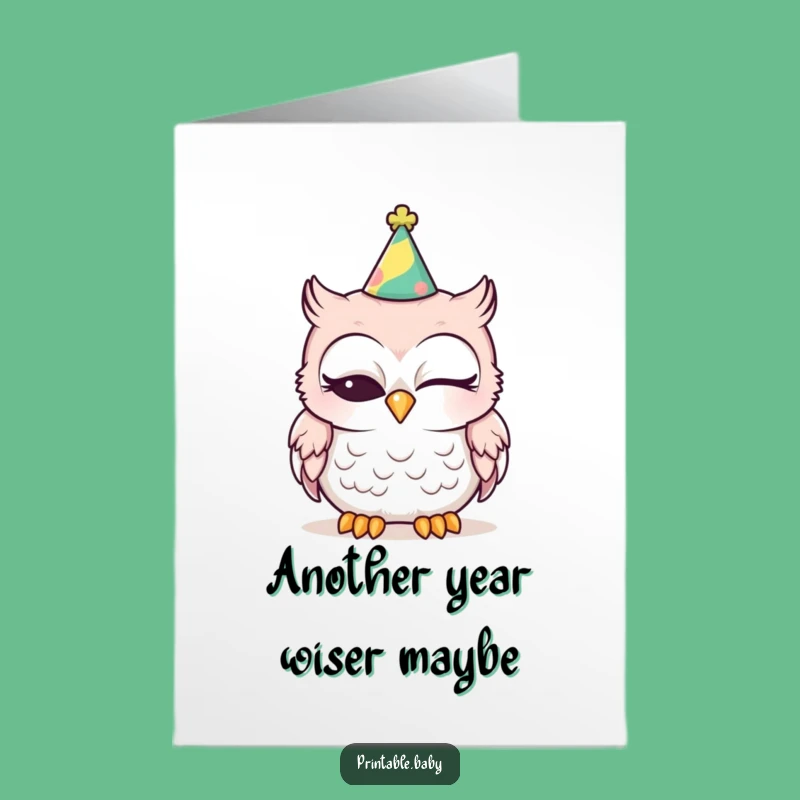 Free Printable Birthday Card: Sleepy Owl Delight Funny Downloadable Gift