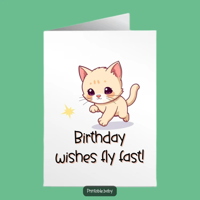 Free Printable Kitten Birthday Card: Comet Chase Downloadable Gift