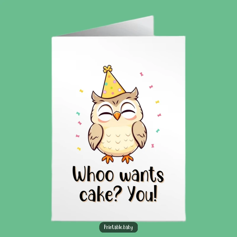 Free Printable Birthday Card: Giggling Owl Party Surprise DIY Gift