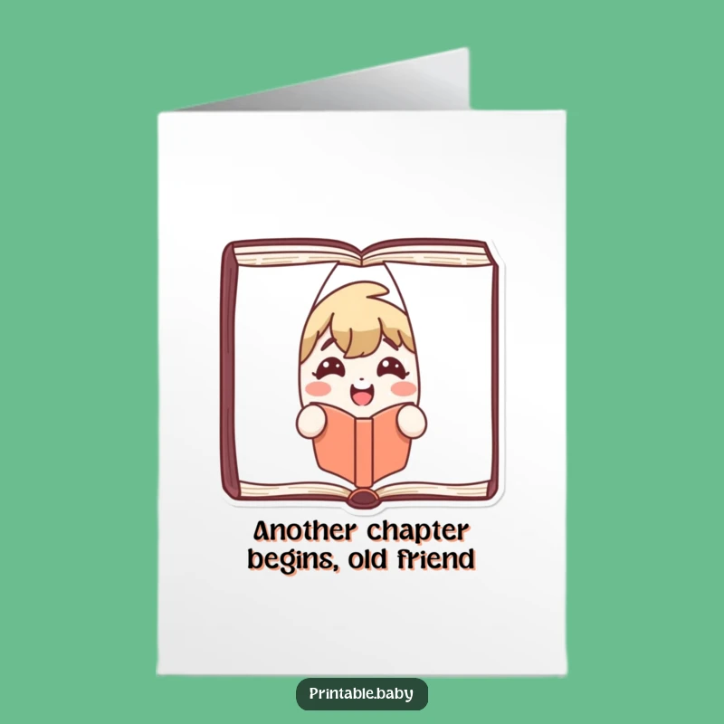 Free Printable Birthday Card: Joyful Book Character Smile Funny Downloadable Gift