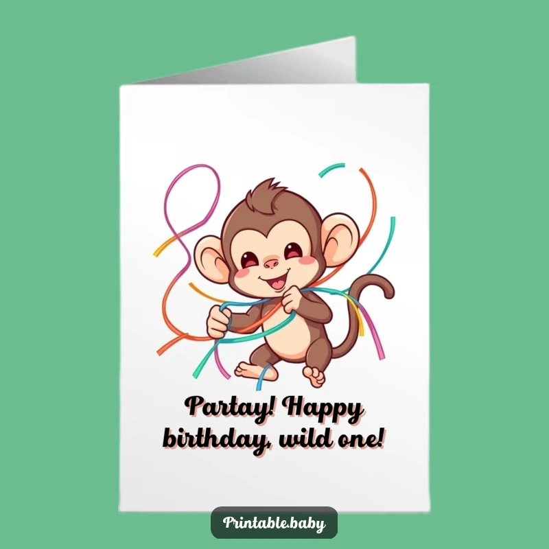 Free Printable Monkey Birthday Card: Chaotic Fun Downloadable for Laughs