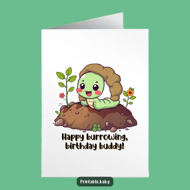 Free Printable Birthday Card: Happy Worm's Tunnel of Fun!