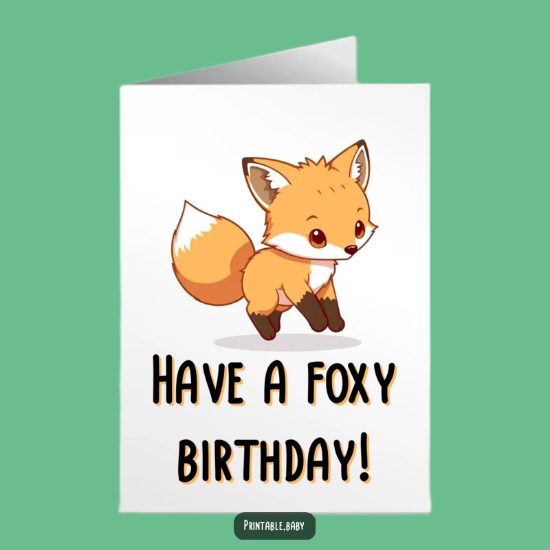 Free Printable Funny Fox Birthday Card: Tail Chaser LOL Downloadable Gift