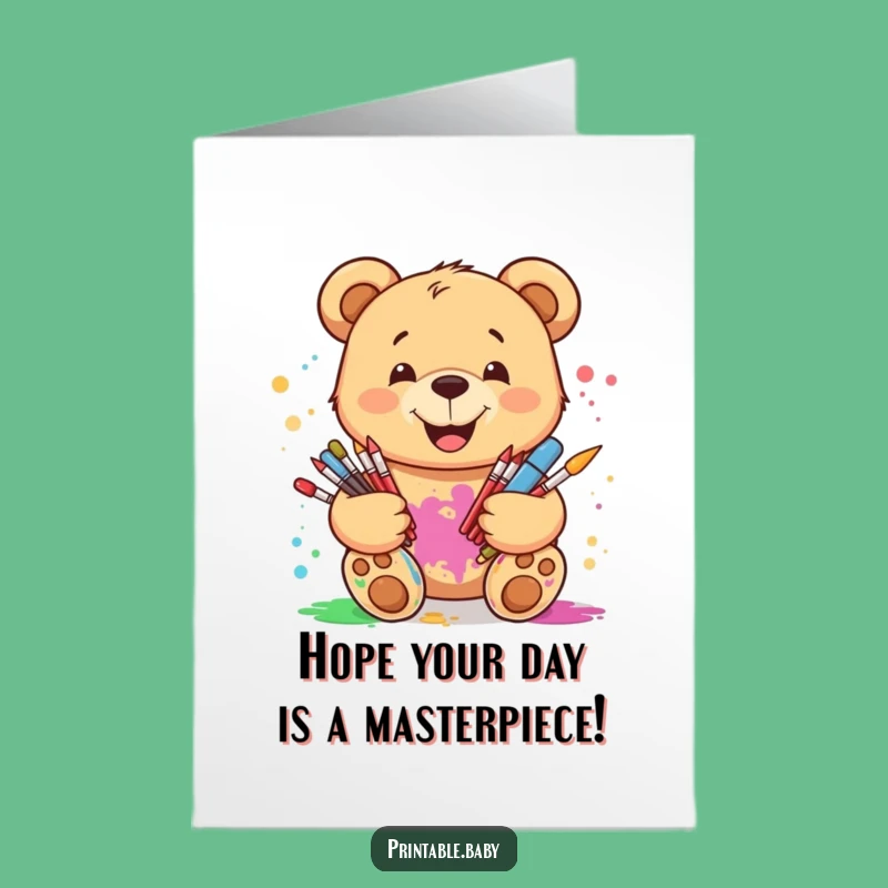 Free Printable Birthday Card: Art Bear - Creative & Funny Downloadable Gift!
