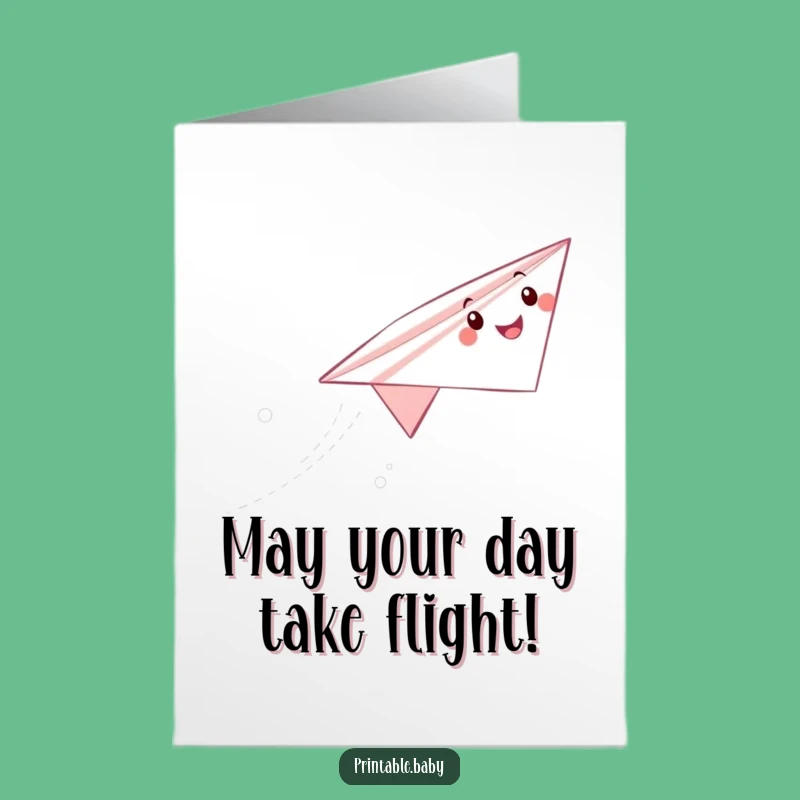 Free Printable Birthday Card: Funny Paper Airplane Soaring High for Joyful Celebrations