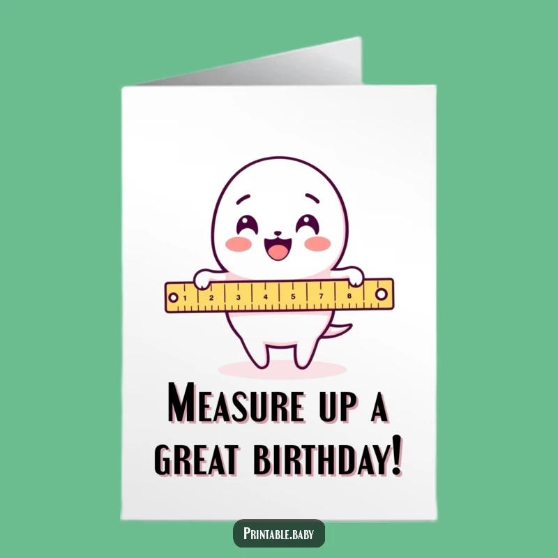 Free Printable Funny Birthday Card: Ruler's Loop Measurement Downloadable Gift