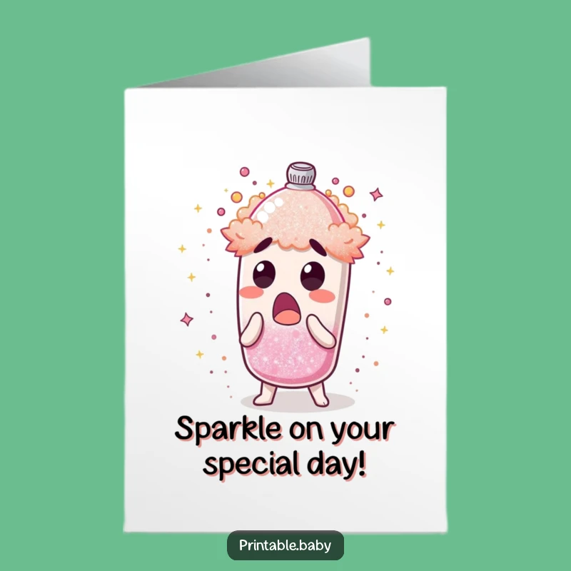 Free Printable Birthday Card: Surprised Glitter Shaker Sparkle Fun - Funny Downloadable Gift