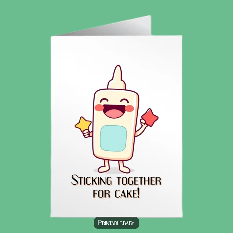 Free Printable Birthday Card: Glue Stick Shapes Funny Downloadable Gift for Crafters