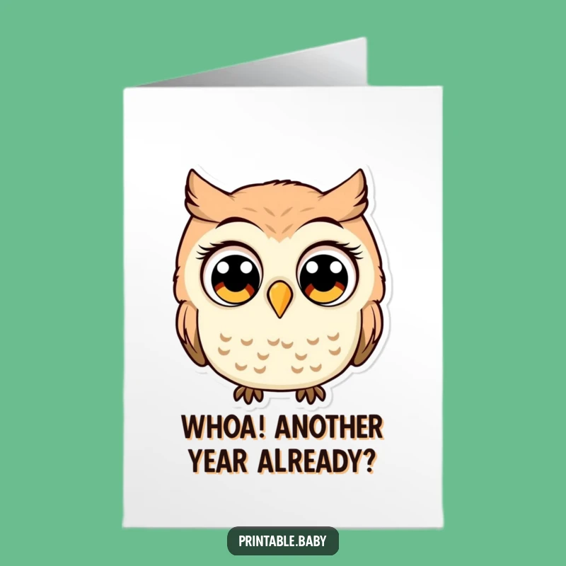 Free Printable Birthday Card: Wide-Eyed Owl Surprise!