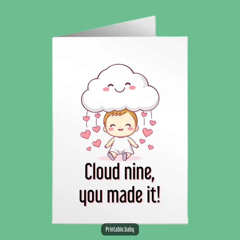 Free Printable Congrats Card: Heart Raining Cloud, Joyful Downloadable Gift