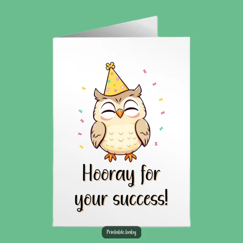 Free Printable Congrats Card: Giggling Owl Celebration Downloadable