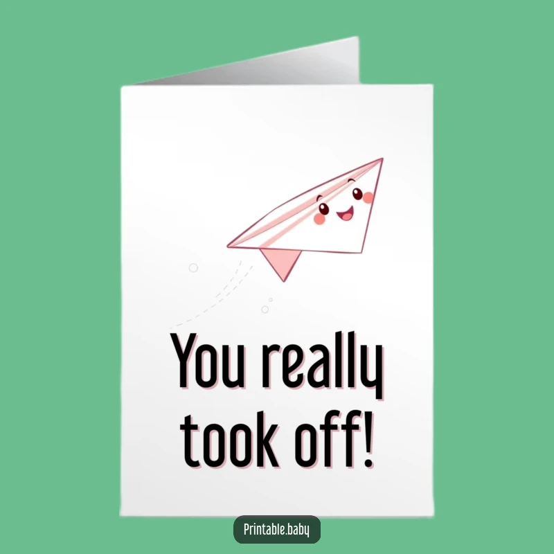 Free Printable Congrats Card: Hilarious Paper Airplane Takes Flight for Your Success!