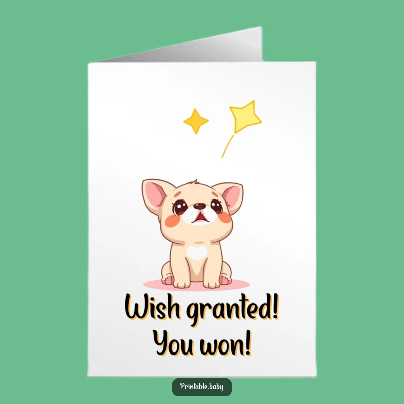Free Printable Congrats Card: Surprised Dog, Star Wish Downloadable Gift for Big Wins