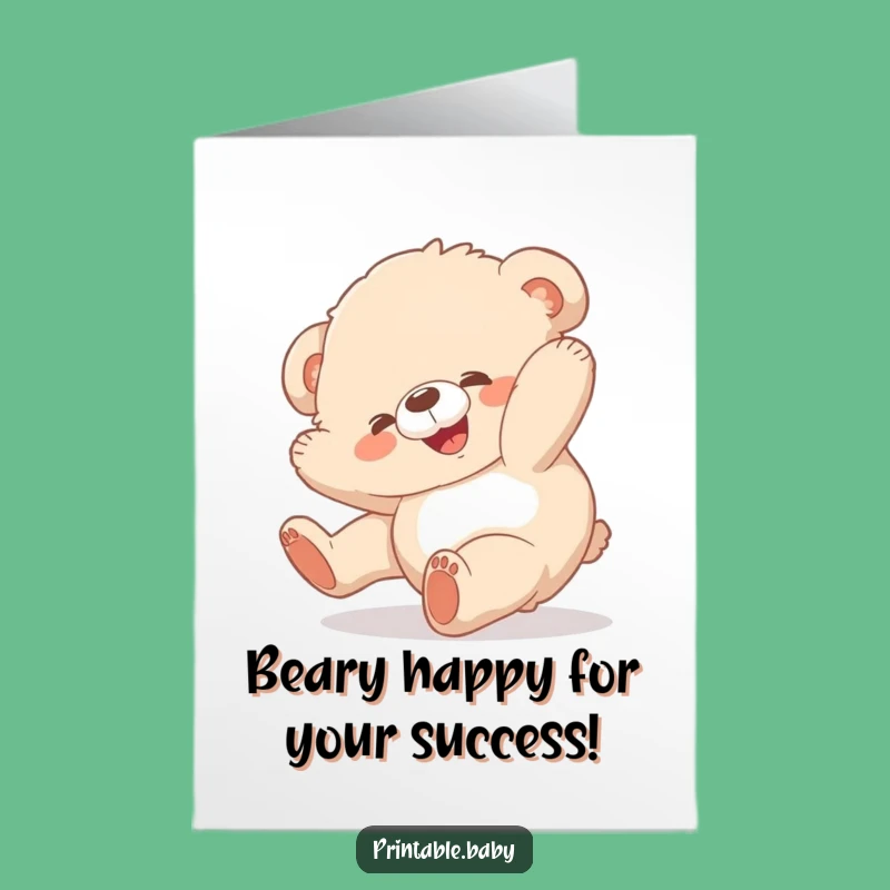 Free Printable Funny Bear Congrats Card: Tummy Tumbler LOL Downloadable Gift