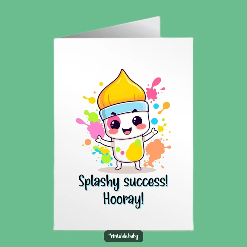 Free Printable Funny Congrats Card: Paintbrush Color Splash Downloadable Gift