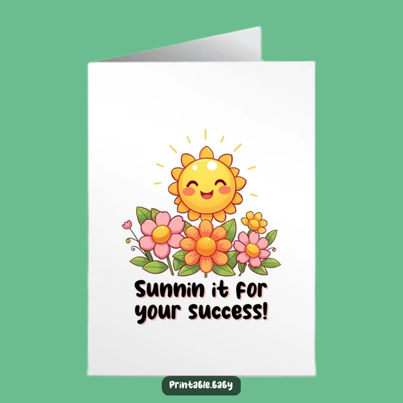 Free Printable Congrats Card: Sunny Blooms, Joyful Downloadable Gift