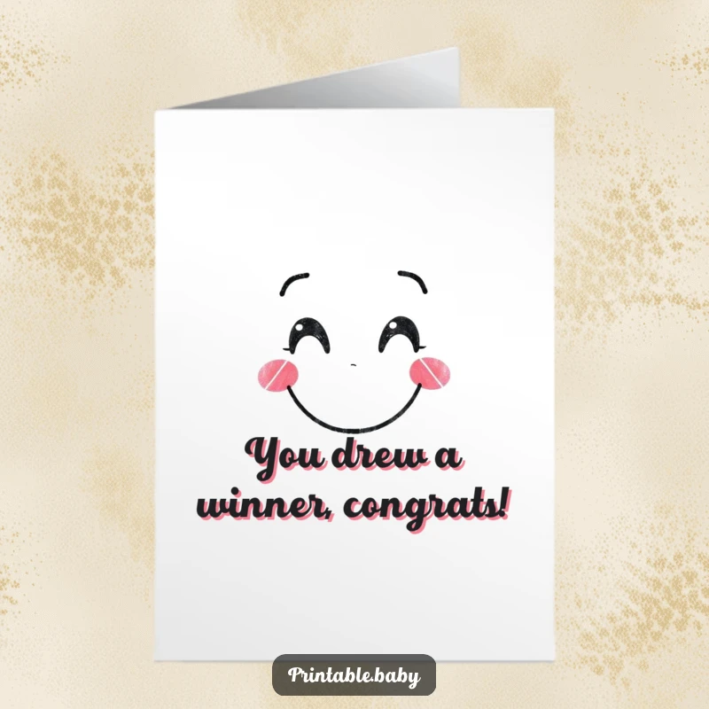 Funny Free Printable Congratulations Card featuring a smiling crayon character drawing a big, happy face, perfect for celebrating success.