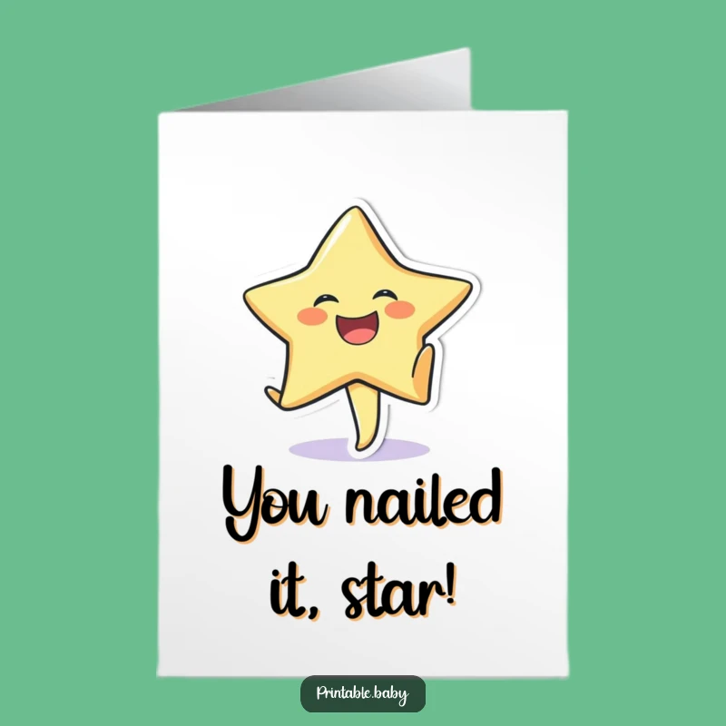 Free Printable Star Congrats Card: Funny Cartwheel Laugh Downloadable Gift