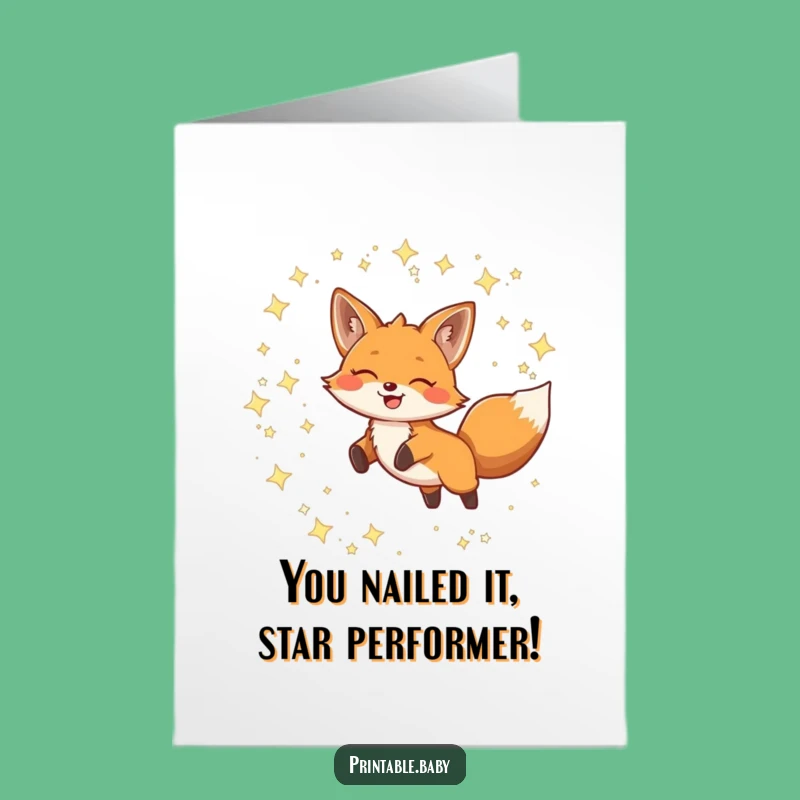 Free Printable Fox Congratulations Card: Celebrate Success with a Leaping Star Fox