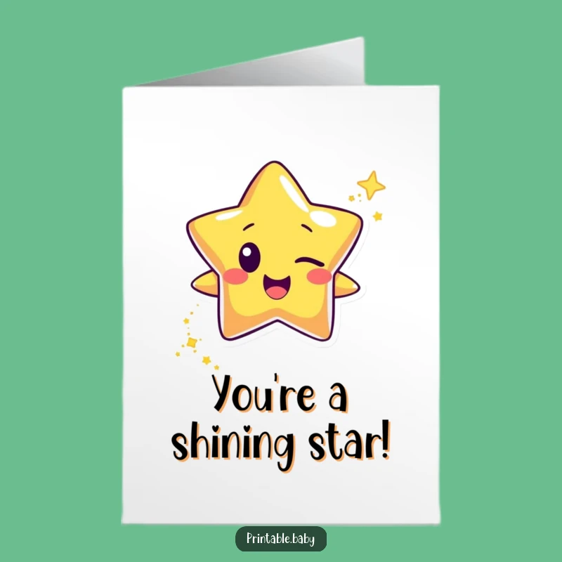 Free Printable Congrats Card: Winking Star - Glamorous & Funny Downloadable Surprise!
