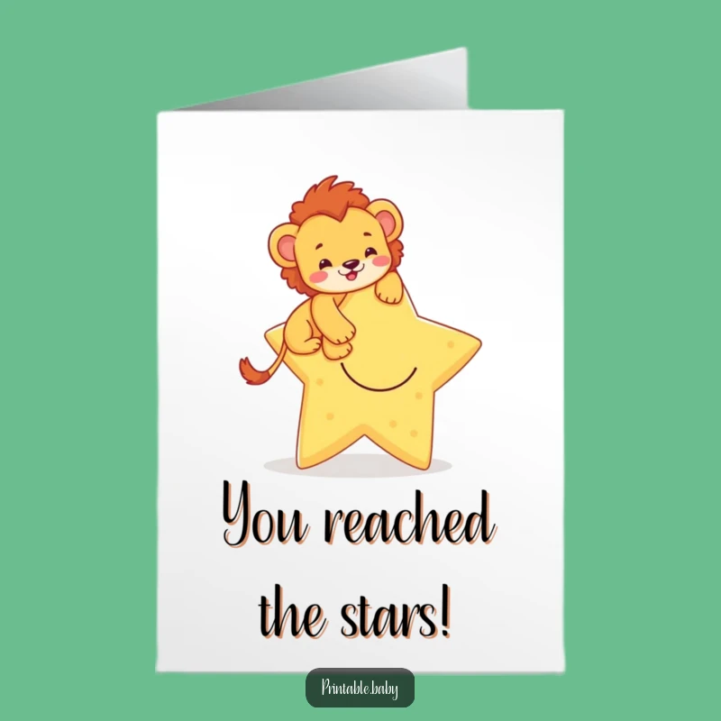 Free Printable Lion Cub Congrats Card: Star Achievement Downloadable Gift