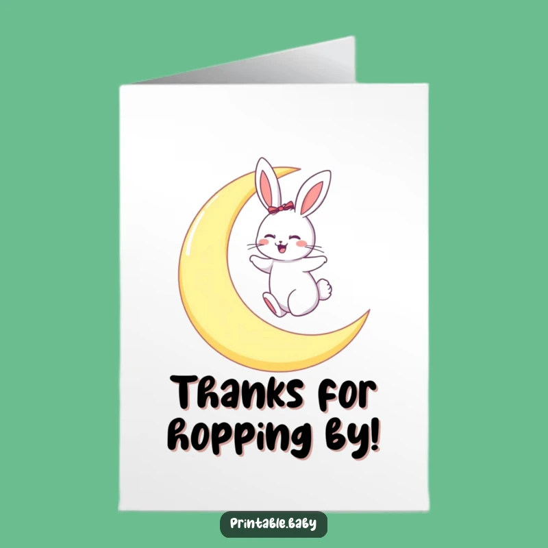Free Printable Bunny Thank You Card: Moon Hopping Downloadable Gift