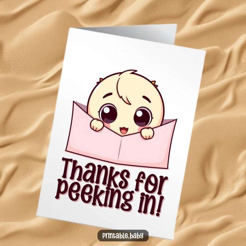 Funny Free Printable Thank You Card: Googly eye character peeking playfully, expressing heartfelt thanks, downloadable art.