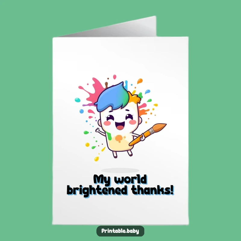 Free Printable Paintbrush Rainbow Thank You Card: Colorful Downloadable Gift of Gratitude