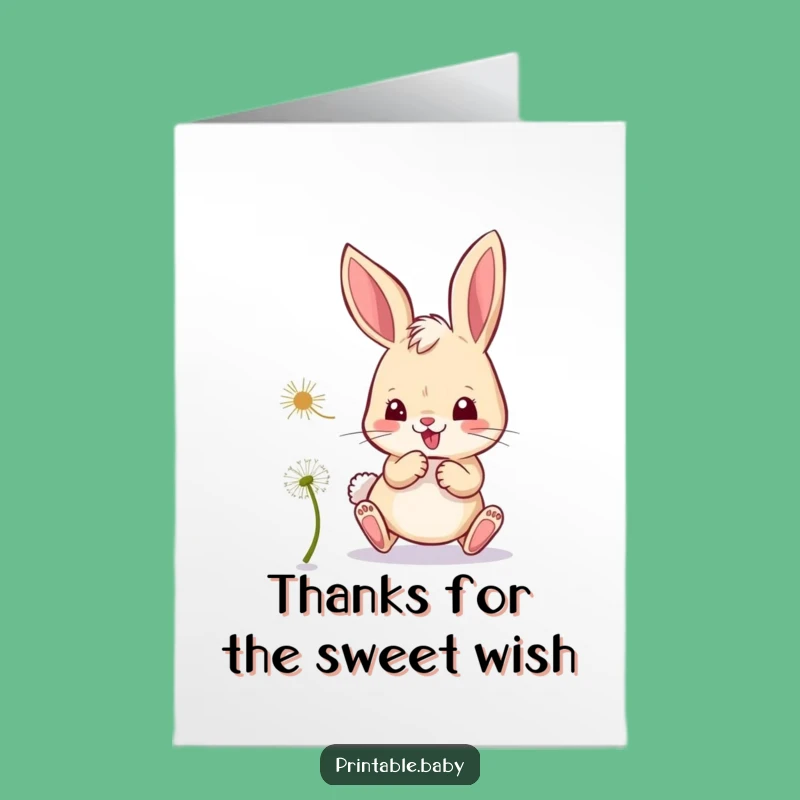 Free Printable Thank You Card: Bunny Seed, Playful Downloadable Message