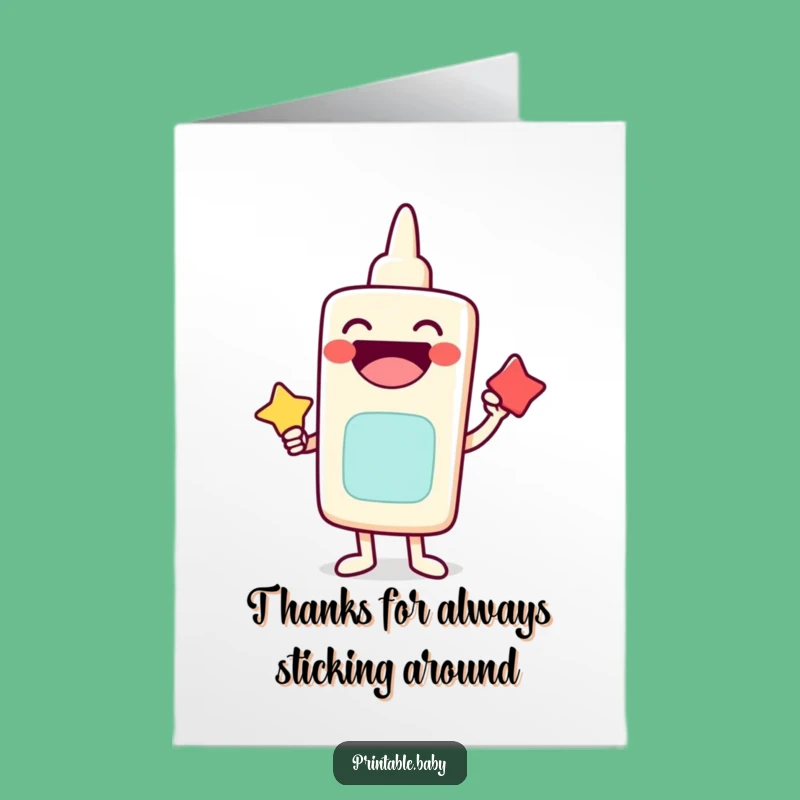 Free Printable Thank You Card: Glue Stick Shapes Funny Downloadable Gift for Connections