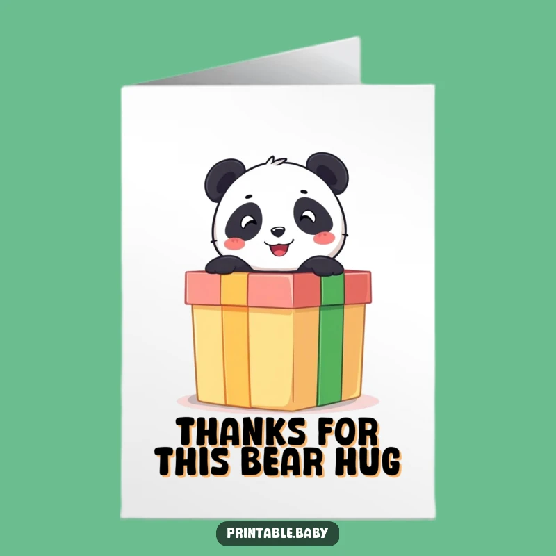 Free Printable Thank You Card: Panda Gift Box Pop-Out DIY