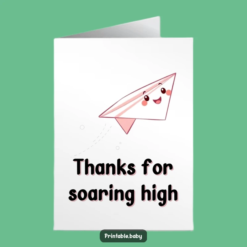 Free Printable Thank You Card: Paper Airplane Delivers Gratitude with a Smile