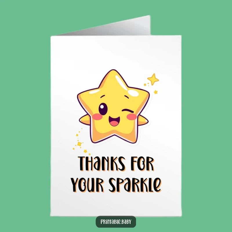 Free Printable Thank You Card: Winking Star - Glittery & Funny Downloadable Note!