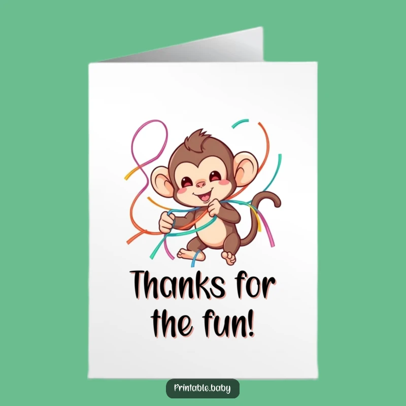 Free Printable Monkey Thank You Card: Playful Downloadable Expressing Gratitude