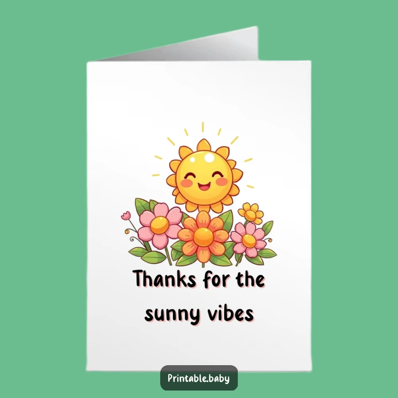 Free Printable Thank You Card: Sunny Flowers, Grateful Downloadable Message