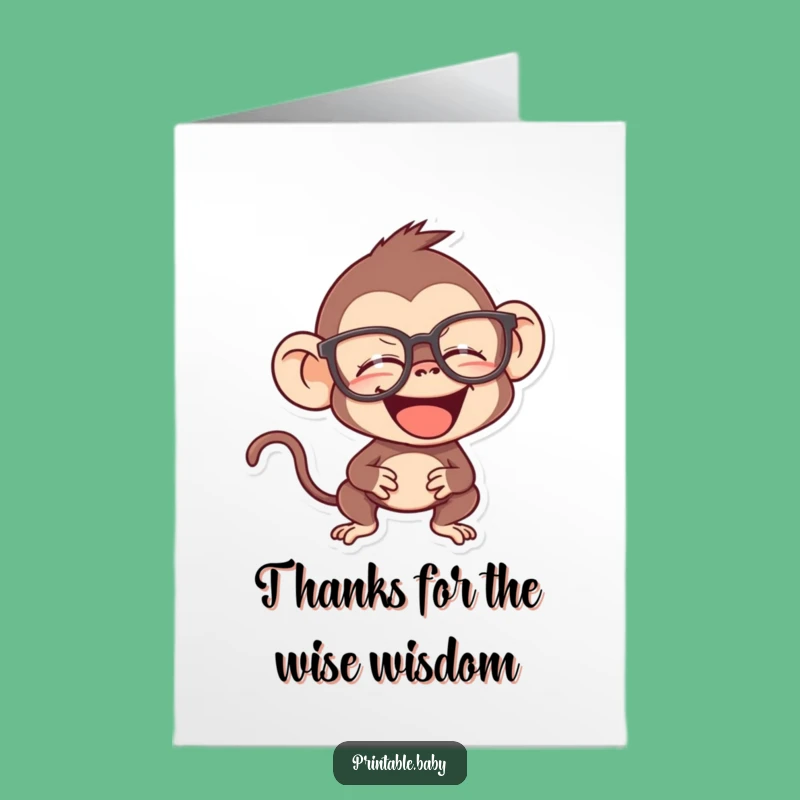 Free Printable Thank You Card: Monkey Glasses, Funny Downloadable Gift
