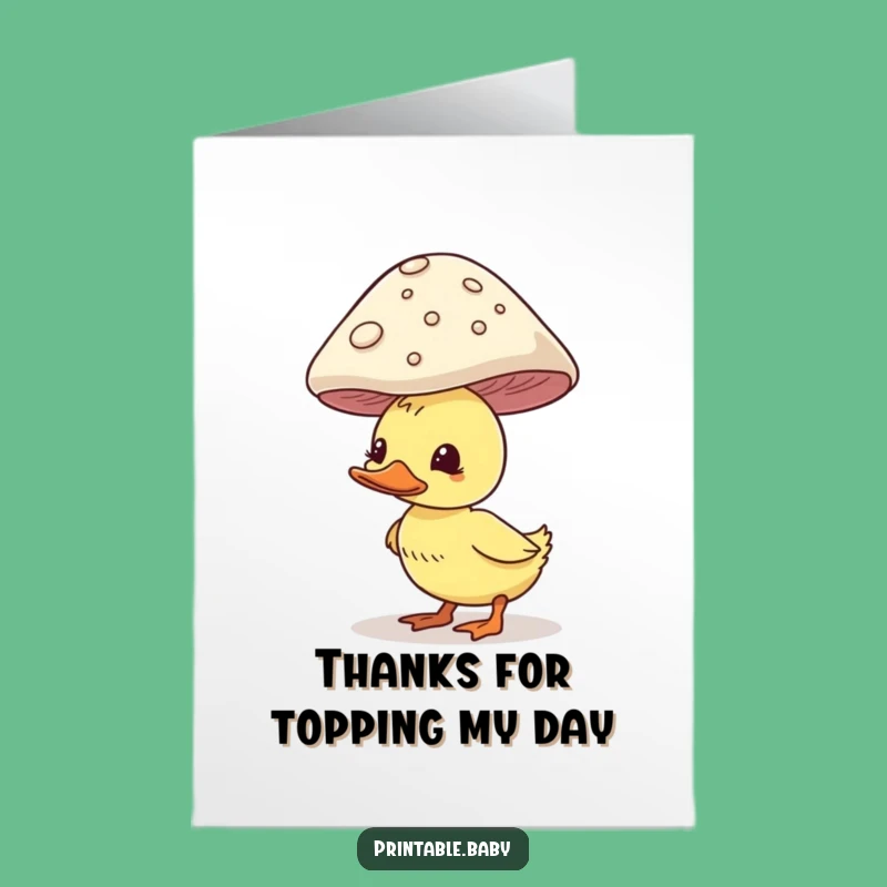 Free Printable Thank You Card: Duckling Mushroom Balance, Funny Gift