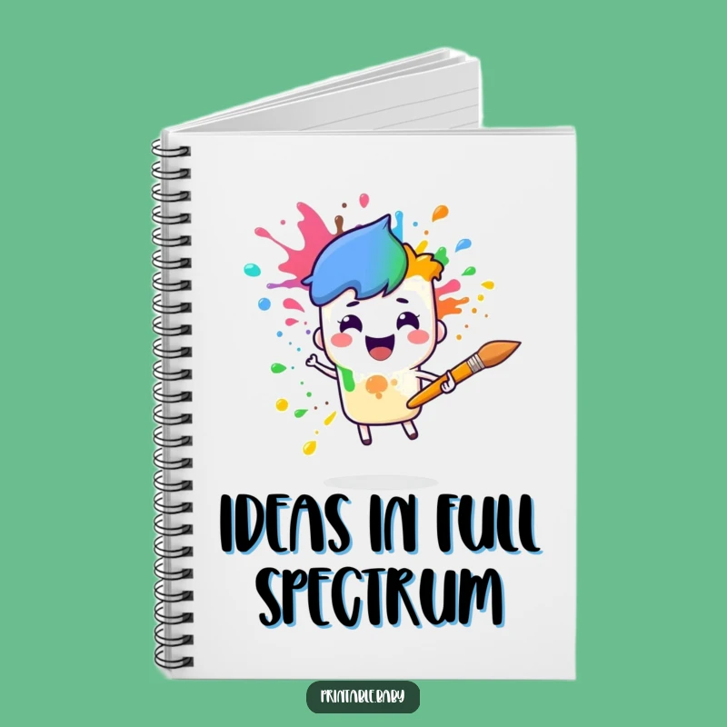 Funny Paintbrush Rainbow Notebook: Artist Character Journal Gift for Ideas