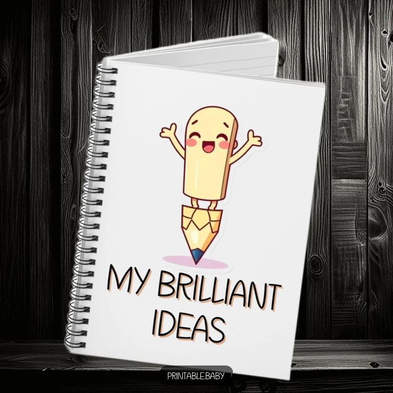 Funny Pencil Notebook: A notebook featuring a silly pencil character balancing on its tip, perfect for writers and students.