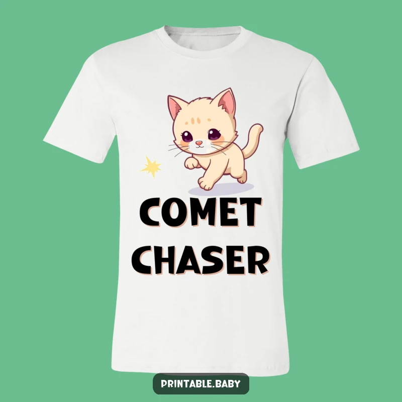 Funny Kitten Comet Chaser T-Shirt: Interstellar Fun Gift Shirt