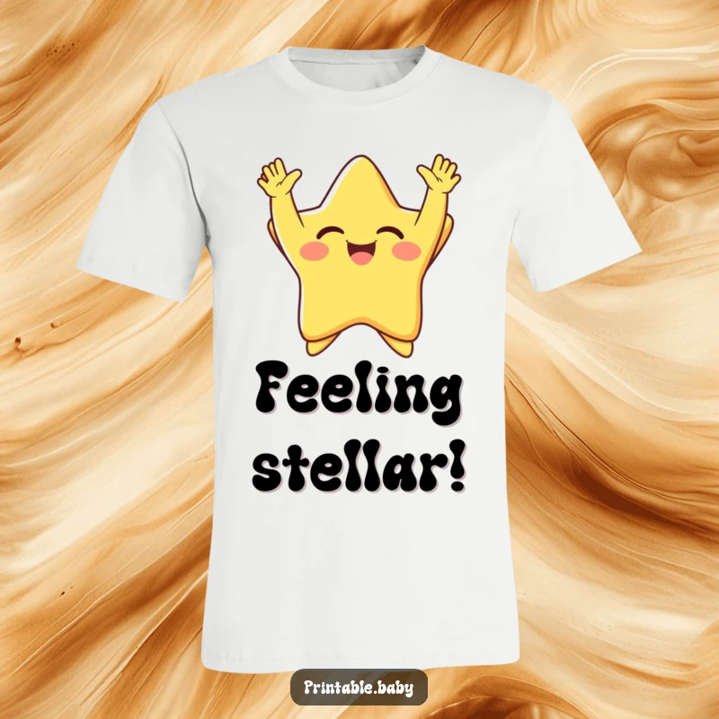 Funny giggling star with arms thrown up in pure joy, bursting with happiness, a humorous t-shirt for a radiant personality.