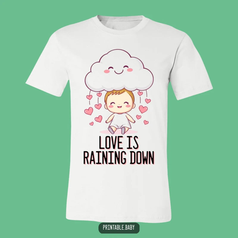 Funny Cloud Hearts T-Shirt - Whimsical Rain Character Tee