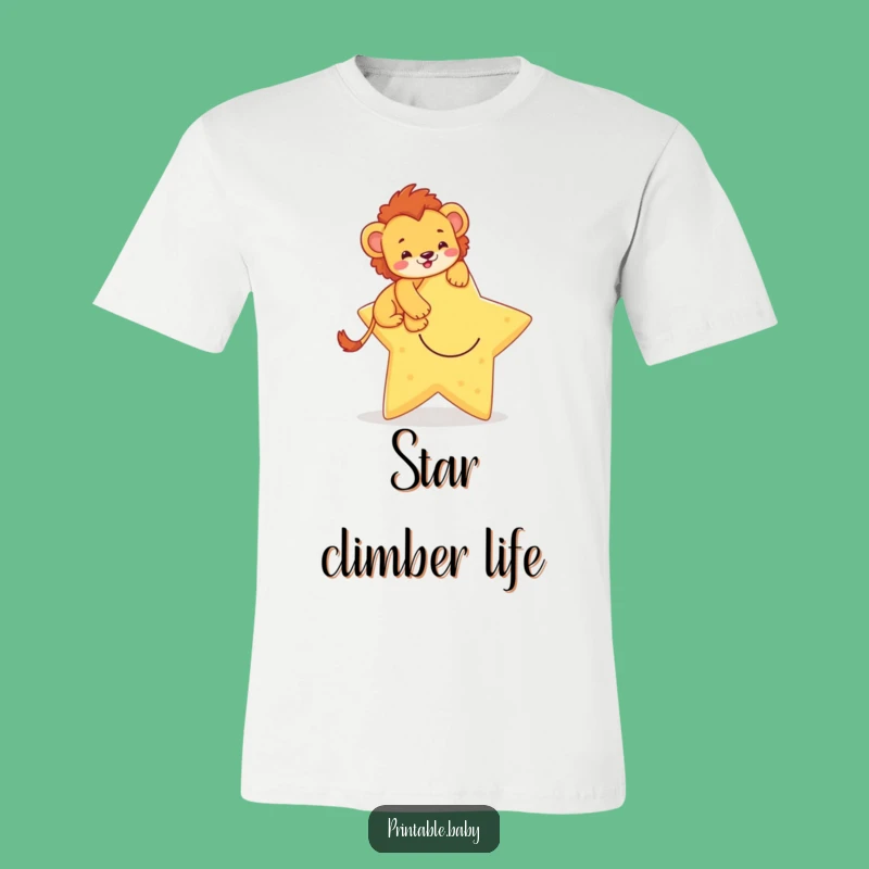Funny Lion Cub T-Shirt: Climb High With This Star Design