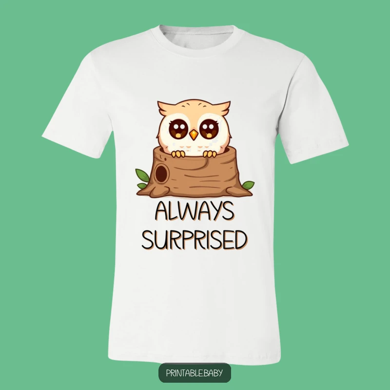 Funny Surprised Owl T-Shirt: Wide-Eyed Humor for Woodland Fans