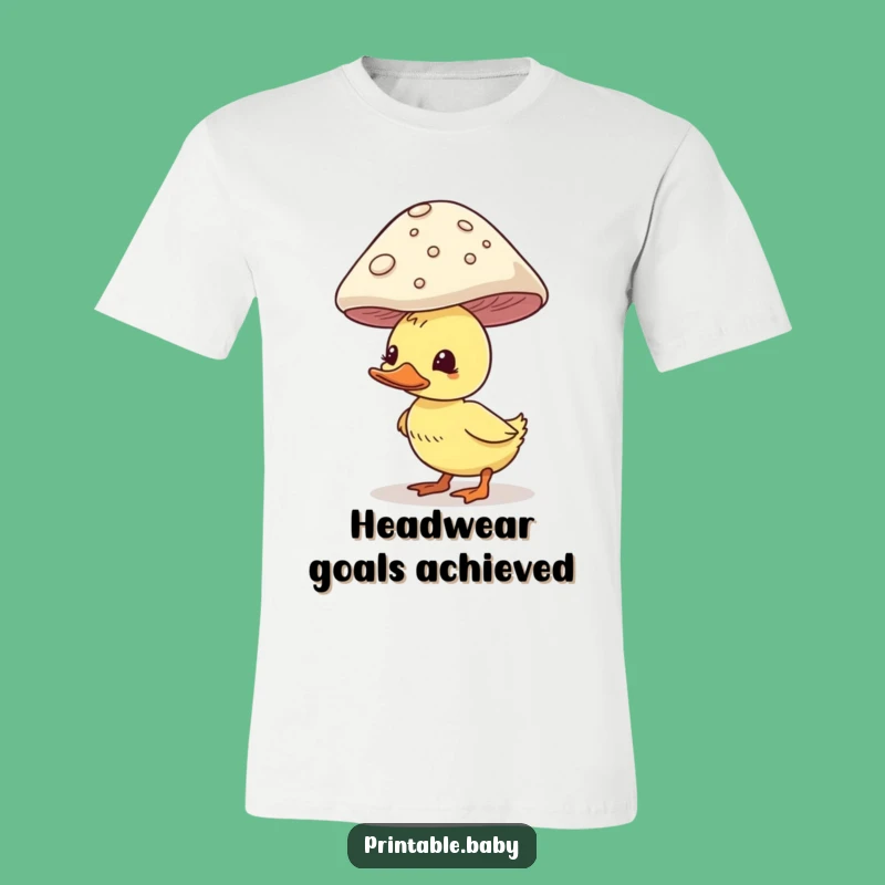 Funny Duckling T-Shirt - Balancing Mushroom Comedy Tee, a Quirky Woodland Gift